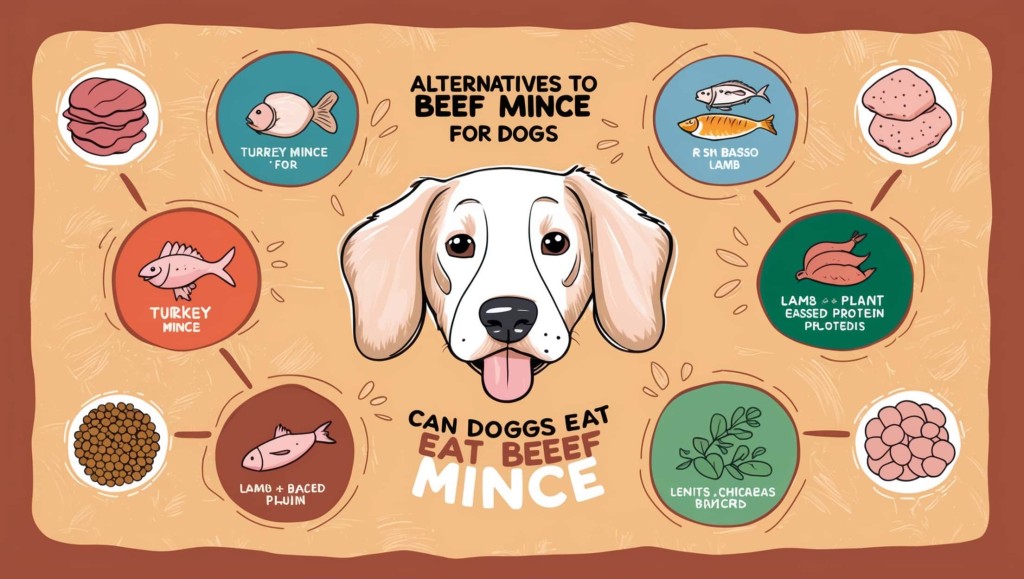 Healthy alternatives to beef mince for dogs, including chicken, turkey, and fish.