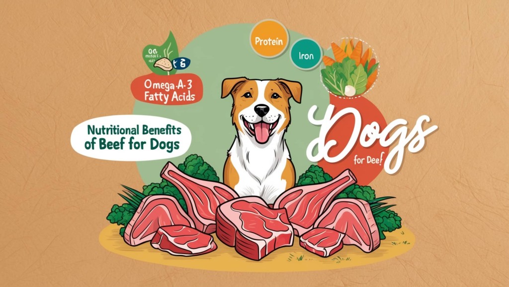 Nutritional benefits of beef for dogs, promoting health and muscle development.