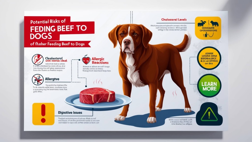 Potential risks and considerations of feeding beef to dogs – allergies, fat content, and portion control.