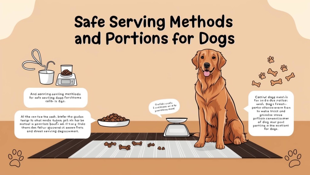 Safe serving methods and portions of food for dogs to ensure balanced nutrition.